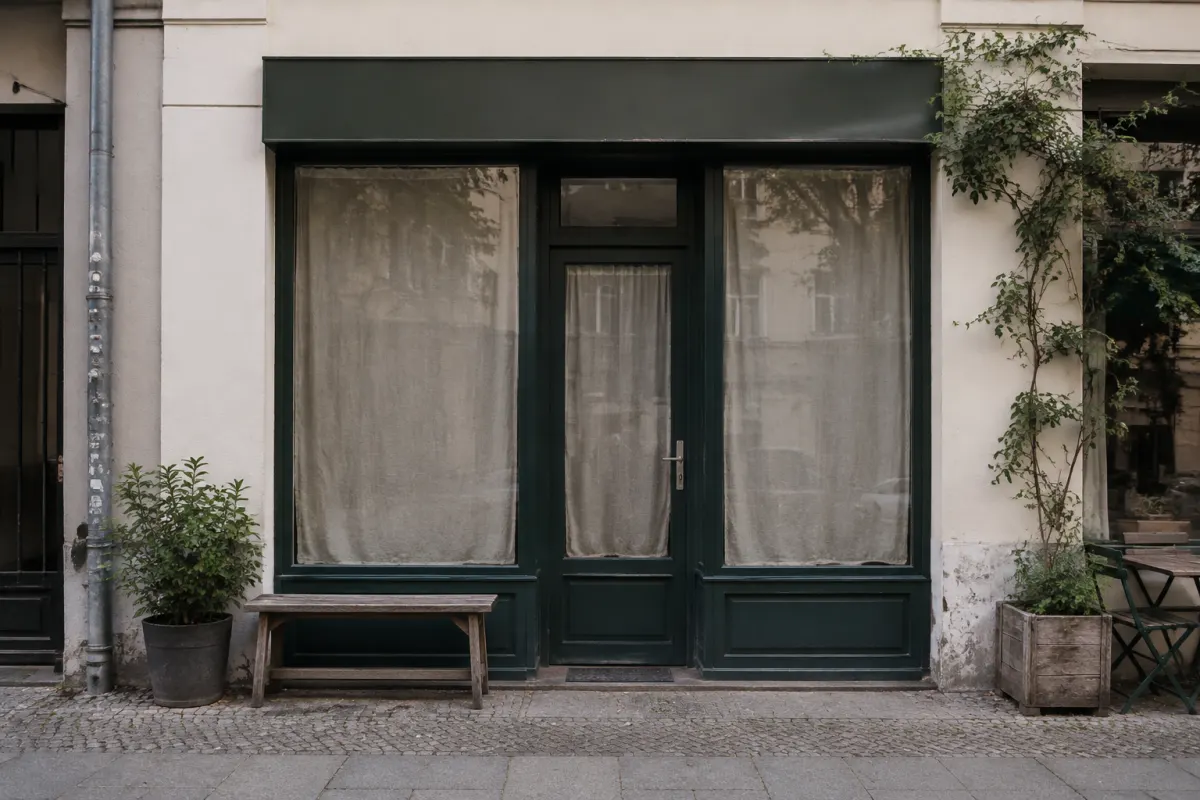 Zamknięta witryna niewielkiego sklepu w Berlinie