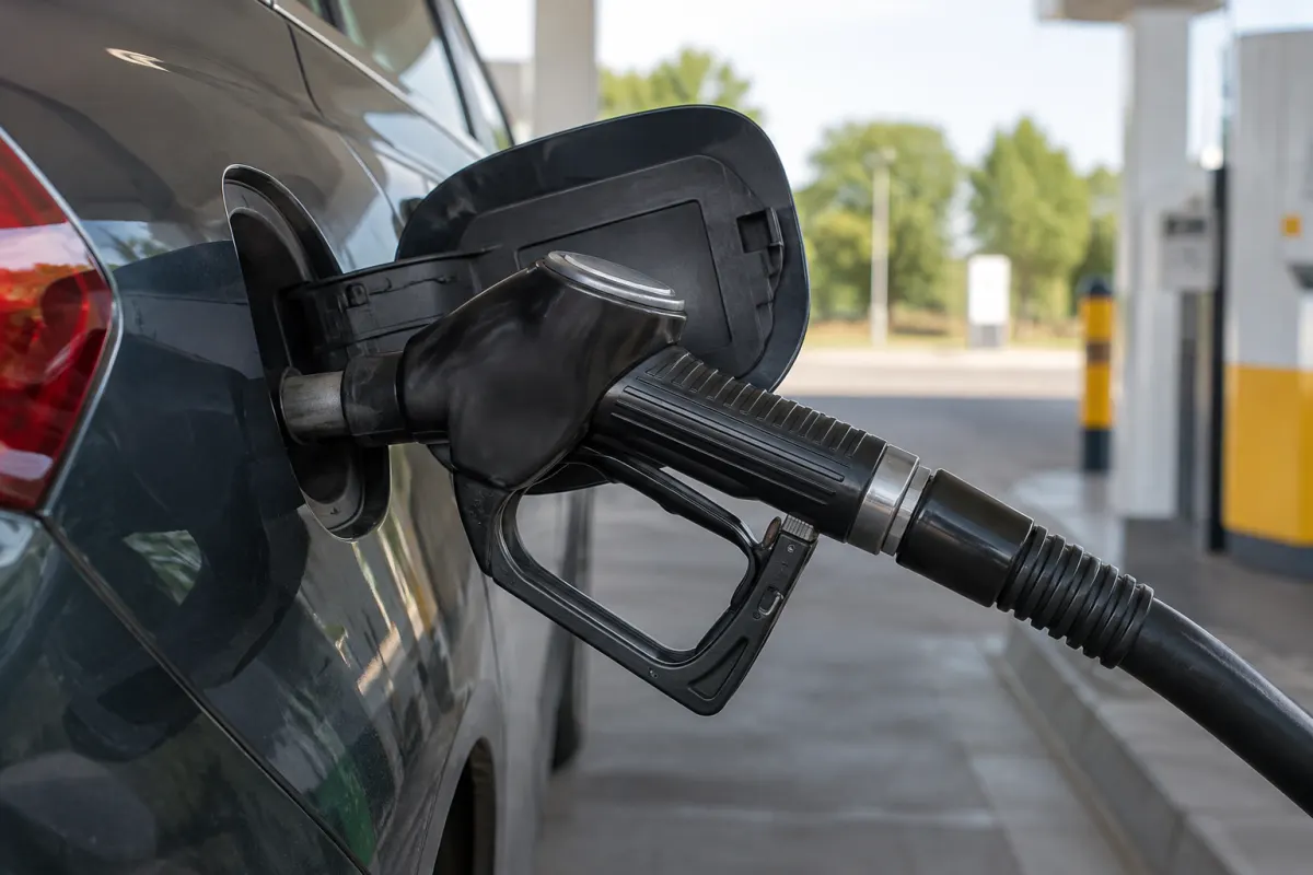Dystrybutor paliwa i neutralny pistolet do tankowania na stacji