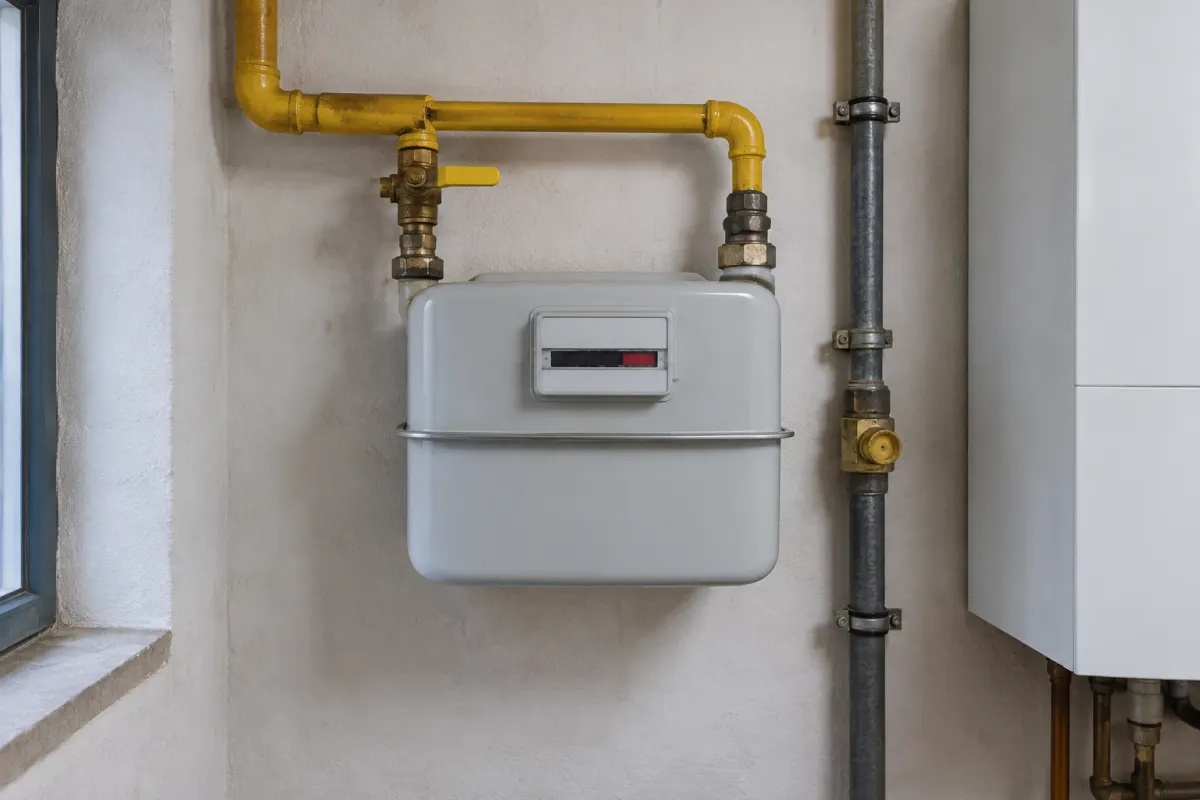 Instalacja gazowa i rury przy budynku mieszkalnym