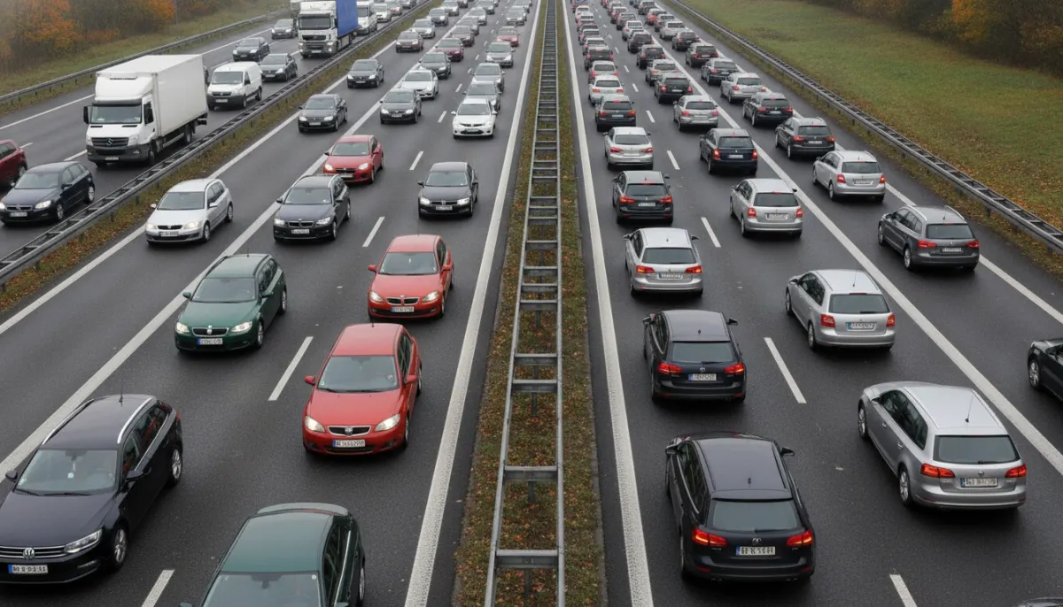 Korytarz życia między skrajnym lewym pasem a sąsiednim pasem na niemieckiej autostradzie